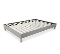 Lit Futon Simple 120 X 200 Tissu Gris Sommier Lattes