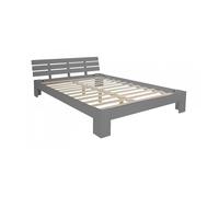 Homestyle4u – Lit futon double en pin 160x200 – Cadre bois massif gris