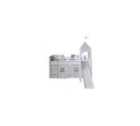 Homestyle4u Lit mezzanine 1886 Blanc bois 90x200 Enfant Échelle coulissante Tour étoiles