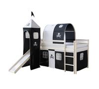 Lit avec toboggan 90x200 cm tour tunnel pirates