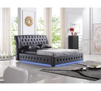 Lit Hôtel Design Moderne XXL Lits Luxe Double Cuir Chesterfield 160x200cm