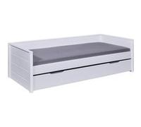 Lit interlink 90 x 200 cm en bois sommier tapissier de couleur Blanc G