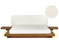 Lit Japonais avec LED Tête de Lit Bou t 2 Tables de Nuit 180 x 200 cm Bois C
