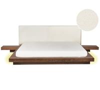 Lit Japonais avec LED Tête de Lit Bou t 2 Tables de Nuit 180 x 200 cm Marron