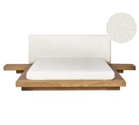 Lit Japonais Tête de Lit Bou vec 2 Tables de Nuit 160 x 200 cm Bois Clair Ze