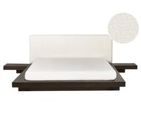 Lit Japonais Tête de Lit Bou vec 2 Tables de Nuit 160 x 200 cm Bois Foncé Ze