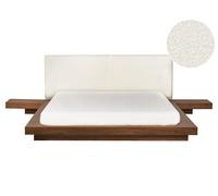 Lit Japonais Tête de Lit Bou vec 2 Tables de Nuit 160 x 200 cm Marron Zen