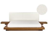 Lit Japonais Tête de Lit Bou vec 2 Tables de Nuit 180 x 200 cm Bois Clair Ze