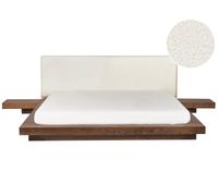 Lit Japonais Tête de Lit Bou vec 2 Tables de Nuit 180 x 200 cm Marron Zen