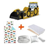 Lit JCB à clipser - Pack complet - Jaune - 1 place - Inclus matelas et sommier