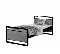 Lit Jeunesse Moderne Loft, Alterier Béton Lumineux, Métal et Panneau Laminé, 180x90cm, avec Éclairage LED, Matelas et Sommier