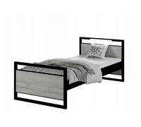 Lit Jeunesse Moderne Loft, Chêne Artisanat Blanc, Métal et Panneau Laminé, 200x90cm, avec Éclairage LED, Matelas et Sommier