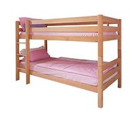 lit Jones Superposé Couleur Naturelle 208x98x140 cm, Bois de Hêtre Massif, Charge Maximale 130 kg (Inférieur) / 100 kg (Supérieur), 90x200 cm