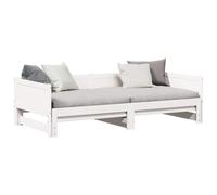 Lit journalier escamotable blanc en bois de pin massif 203,5 x 184 x 56,5 cm avec lit d'appoint intégré pour petites chambres, invités et espaces multi-usages - Design moderne et élégant