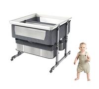 Lit jumeau avec panier de rangement - Basinette portable pour bébé - Lit bébé réglable en hauteur - Lit pour nouveau-né garçons et filles - Pliable facile et design peu encombrant