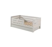 Lit Junior 70x140cm Blanc Barrières Horizontales + Tiroir - SCOPE -