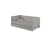 Lit Junior 70x140cm Gris Barrières Horizontales + Tiroir - SCOPE -