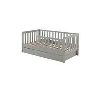 Lit Junior 70x140cm Gris Barrières Verticales + Tiroir - SCOPE -