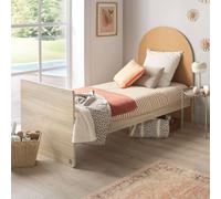 Lit Junior 90x190 Avec Sommier Et Matelas - Décor Bois - Tête De Lit Forme Arche - Arche Caramel/marron 90X190