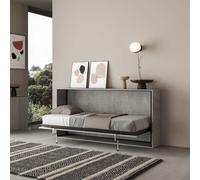 Lit escamotable horizontal 1 couchage 85 Kando avec matelas Ciment -