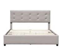 Lit king of dreams 210 x 165.5 x 100 cm en simili cadre a lattes pour 2 personnes de couleur gris Gris G