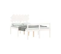 vidaXL Lit Leandre pour personne âgée avec tête de lit double bois massif Blanc