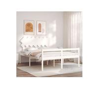 Vidaxl Lit Pour Personne Âgée Et Tête De Lit 140x190 Cm Bois Massif Blanc