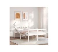 Vidaxl Lit Pour Personne Âgée Et Tête De Lit 120x200 Cm Bois Massif Blanc