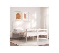 Vidaxl Lit Pour Personne Âgée Et Tête De Lit 140x200 Cm Bois Massif Blanc