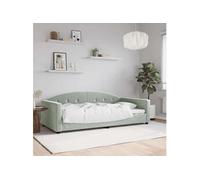 Lit leandre vidaxl 222 x 110 x 75 cm en velours sommier a lattes de couleur Gris G