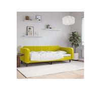 Lit leandre vidaxl 223 x 110 x 75 cm en velours sans sommier de couleur Jaune G
