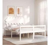 Vidaxl Lit Pour Personne Âgée Et Tête De Lit 140x190 Cm Bois Massif Blanc