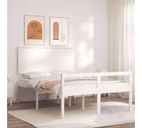 Vidaxl Lit Pour Personne Âgée Et Tête De Lit 140x200 Cm Bois Massif Blanc