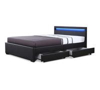 Lit LED avec 4 tiroirs ""Nico"" - 140 × 190 cm - Noir