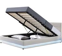 Lit Led Avec Coffre Anastasia - 140 X 190 Cm - Blanc Blanc