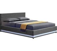 Lit LED avec coffre ""Anastasia"" - 140 x 190 - Gris foncé