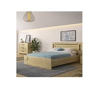 Lit led sensitive 140x190 et commode en bois clair - LT5083