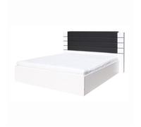 Lit LINA blanc et noir brillant 160x200 avec tête de lit en simili cuir - Sommier inclus