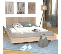 Lit LOFT 160x200 + 1 sommier + tête de lit / Décor Chêne blanchi