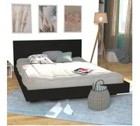 Lit LOFT 160x200 + 1 sommier + tête de lit / Noir