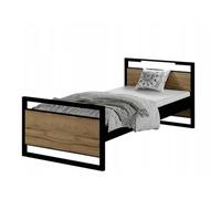 Lit Loft Moderne pour Jeunes, Chêne Artisanat Or, Métal et Panneau Laminé, 200x90cm, avec Éclairage LED, Matelas et Sommier