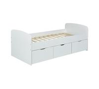Lit LOUANE avec 2 tiroirs et 1 coffre de rangement - 90 x 190 cm - Blanc