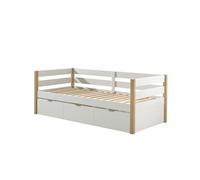 Vipack Lit banquette Margrit 90x200 - sommier et tiroir inclus - Blanc et bois