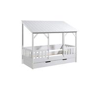 Lit Maison 90x200cm Blanc avec Tiroir - LAKA -