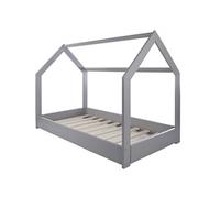 Lit Maison Cabane 160x80cm Gris