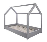 Lit Maison Cabane 160x80cm Gris