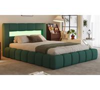 Lit Makila nuage coffre LED de Kocoon avec tête de lit et sommier : 160 x 200 cm / Gris