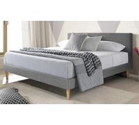 Lit Marquis : 140 x 190 cm / Tissu gris clair / Avec matelas Cosmos
