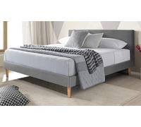 Lit Marquis en tissu de Sampur matelas en option : 140 x 190 cm / Gris clair / Lit seul