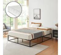 Cadre de Lit Double Kreta avec Matelas Noir Mat 200 x 160 cm [en.casa]
